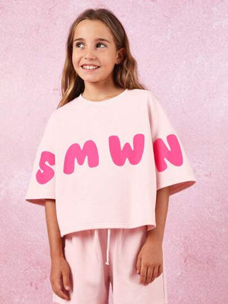 girls-sets SUMWON مجموعة ملابس صيفية وودية من قطعتين، ملابس علوية قصيرة وشورت خصر مرتفع، ملابس رياضية ومرنة، مجموعة متناسقة للأنشطة الربيعية والإجازات