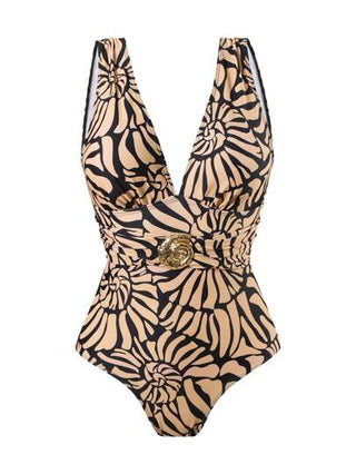 Swim Oasis مجموعة بدلة سباحة وغطاء للسباحة ذات طبعة عشوائية للنساء كبيرات الحجم للموضة اليومية المبسطة لعطلة الصيف والشاطئ