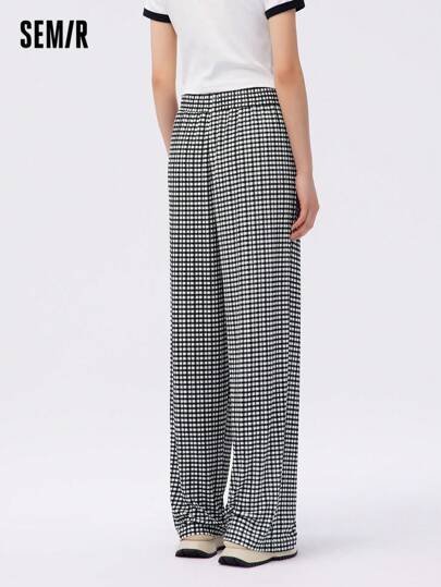 SEMIR بناطيل عريضة مصنوعة من التريكو للنساء، لمسة باردة، تنسدل بشكل جميل، تطيل الساق، ملائمة للأجواء الصيفية الهادئة للارتداء في المكتب