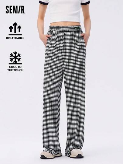 SEMIR بناطيل عريضة مصنوعة من التريكو للنساء، لمسة باردة، تنسدل بشكل جميل، تطيل الساق، ملائمة للأجواء الصيفية الهادئة للارتداء في المكتب