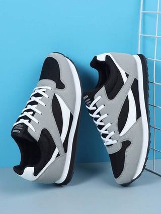 أحذية رياضية كاجوال مع رباطات للرجال مصنوعة من جلد البولي يوريثان، مناسبة للرياضة والنزهات اليومية والكاجوال