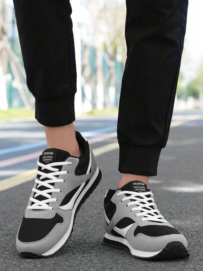 أحذية رياضية كاجوال مع رباطات للرجال مصنوعة من جلد البولي يوريثان، مناسبة للرياضة والنزهات اليومية والكاجوال