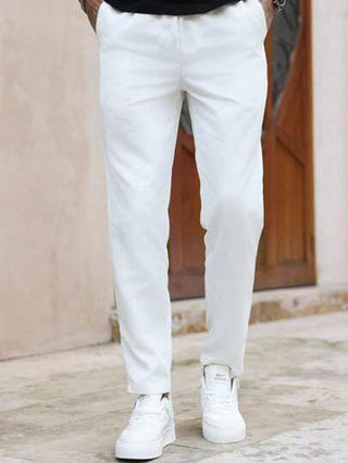 SHEIN بناطيل مبطنة للأطفال/الفتيان المراهقين، ذات قصة مريحة وعملية للاستخدام اليومي، بخصر مطاطي واسع وخط مستقيم مصنوعة من قماش منسوج