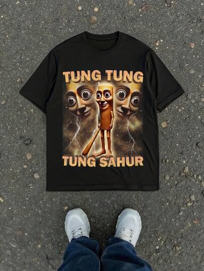 قميص بأسلوب البيسبول مطبوع عليه رسم كوميدي "تونج تونج تون السحور" للنساء بأكمام منخفضة للصيف، تي شيرت يونيسكس بأكمام قصيرة بشعار إنجليزي بسيط أمريكي أنيق للرجال، تي شيرت ناعم ، موضة نساء Y2K، لوك كاجوال للعمل، لقضاء عطلة على الشاطئ