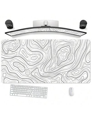 وسادة الماوس الإسفنجية المحسنة بتصميم طبوغرافي أسود وأبيض، حصيرة مكتب مبردة لحجر الكتابة والألعاب في المكتب والمنزل ذات تصميم منحرف