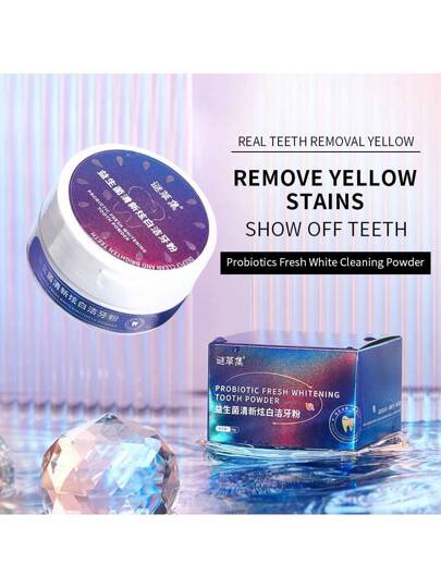 50 جرام من مسحوق طبي للأسنان له آثار تفتيح ويعتني باللثة والعناية الفموية لتبييض الأسنان