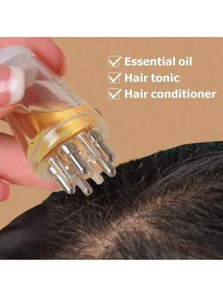 مجموعة مشط فرادة زيت فروة الرأس ومدلل، زجاجة موزع سيروم الشعر متعددة الأغراض بكرة، مشط اللب للتوزيع الدقيق للسوائل (بسعة 6 مل)، مثالي لسيروم نمو الشعر والزيوت والعلاجات، مناسب للاستخدام المنزلي والسفر