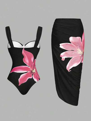 مايوه حريمي قطعة واحدة Swim Oasis بدلة سباحة قطعة واحدة حمّالات رفيعة مع طاقم للنساء مطبوع بطبعة زهرية