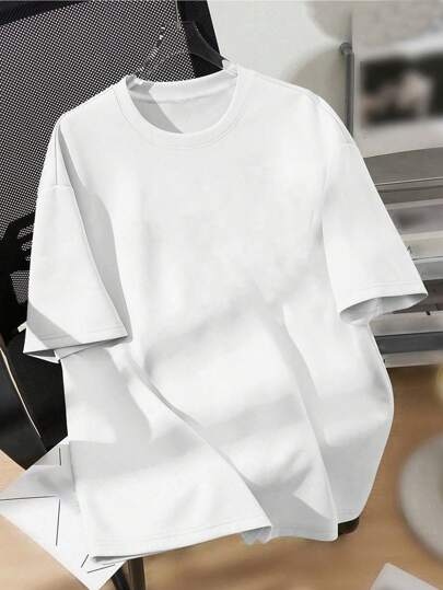 تيشيرت قصير الأكمام طباعة كرتونية عادي، ملائم للصيف للفئة العمرية بين الطفل والراشد