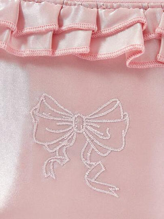 ROMWE Kawaii صندوق مناديل أو حقيبة مكياج أو حامل لوحدة الأجهزة المحمولة مطرز بزهور القوس الصغير، هدايا أو محفظة نقود