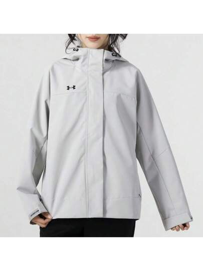 Under Armour جاكيت نسائي رياضي خارجي بسيط أساسي مقاوم للرياح مزود بقبعة موديل 2025 الجديد رقم 23600402-009