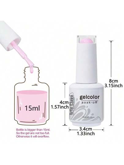 Arte Clavo زجاجة لاك أظافر جل سلسلة البنفسجي 15مل، قطعة واحدة، طلاء أظافر فني احترافي للنساء والفتيات