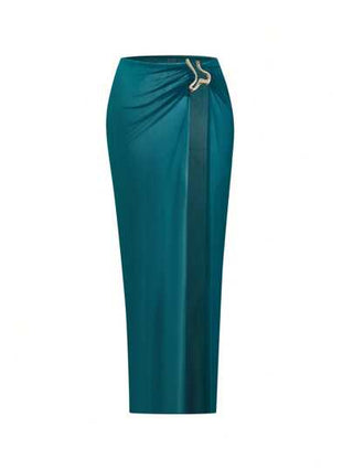 Swim Oasis مجموعة من 3 قطع للمرأة الحجم الكبير، ملابس علوية كحلي بني منقوشة بالبط المائي، سروال تحتي غارق والتنورة الشاملة المصنوعة من قماش شفاف ،مثالي للشاطئ والعطلات الصيفية