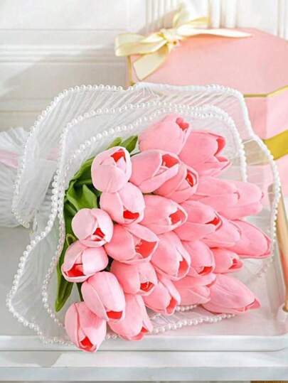 4 ياردة ورق تعبئة باللؤلؤ المزيف والزهور للحزم والتغليف، خيوط شبكية مجعدة وموجية لأعمال DIY في عيد الحب وعيد الأم والتخرج، إمدادات الورشة الزهور وتغليف هدايا الأعياد