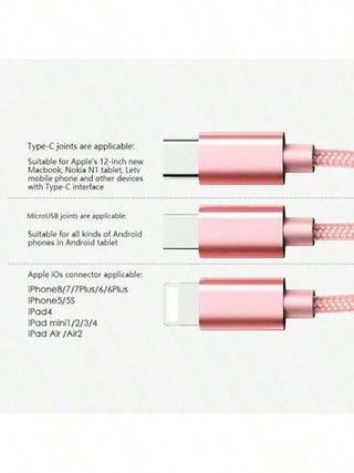 كابل شحن USB متعدد التوصيلات 3في1 ، سريع الشحن ، محول USB عالمي متوافق مع آيفون وسامسونج وأكثر من ذلك ، كابل بيانات وشحن سريع ، مناسب للهواتف بمنفذ USB-C وأجهزة أندرويد ، متوافق مع آيفون وأندرويد والكاميرا والمشغلات الصوتية ، محول عام 100 واط