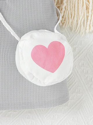 SHEIN طقم فستان اربطة عنق بلا أكمام مطبوع عليه قلب والحقيبة، لطفلة، جميل وأنيق للخارج، ملائم للربيع/الصيف