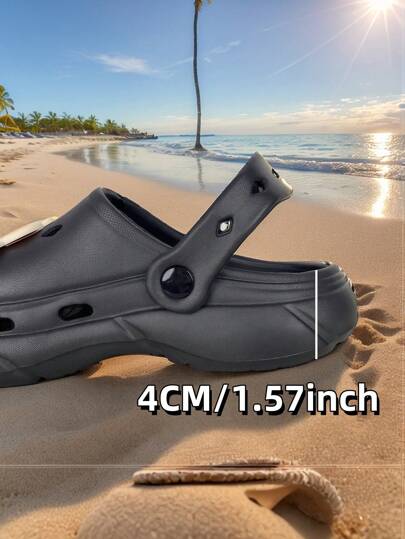 صنادل حمام مرتفعة4 سم للرجال في الصيف، مقاومة للروائح الكريهة وعدم الانزلاق من مادة EVA، خفيفة الوزن ولينة، مناسبة للاستخدام في المنزل/الشاطئ/الخارج، كلوغ زخرفي كرتوني للجنسين