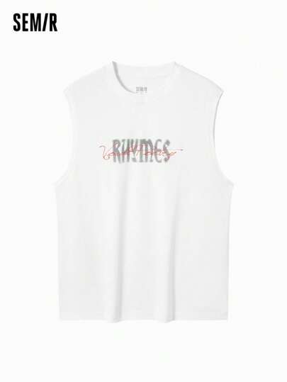 SEMIR جيليه رياضي بلا أكمام للرجال ، ذو كتف واسع ، بطبعات ، ضرورة لياقة بدنية خارجية وملابس رياضية حضرية