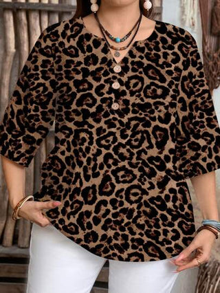 EMERY ROSE قميص نسائي كاجوال بأكمام قصيرة وأزرار أمامية بطباعة زهور وفهد، قميص صيفي نسائي، أنماط ريفية واستجمام، قميص بوهيمي نسائي، ملابس صيفية ريفية كاجوال نسائية
