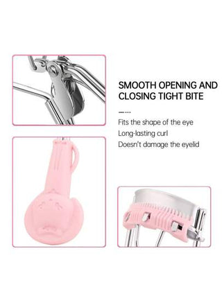 1 قطعة أداة تجعيد الرموش المحمولة من MONKIDS مع وسادة سيليكون ، ملقط رموش من الفولاذ المقاوم للصدأ مع مشط، تجعيد وتشكيل بدون إلحاق الضرر بالرموش ، رفع الرموش ، عيون كبيرة ، مناسبة للنساء