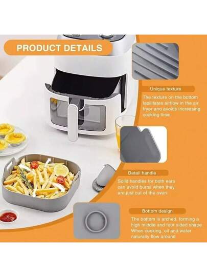 سلة سيليكون مربعة للقلاية الهوائية، صينية خبز لا تلتصق، قوالب للفرن، بطانات قابلة لإعادة الاستخدام، اكسسوارات مطبخ خالية من الزيت