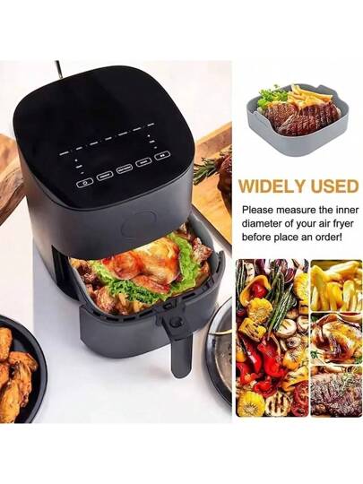 سلة سيليكون مربعة للقلاية الهوائية، صينية خبز لا تلتصق، قوالب للفرن، بطانات قابلة لإعادة الاستخدام، اكسسوارات مطبخ خالية من الزيت