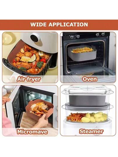 سلة سيليكون مربعة للقلاية الهوائية، صينية خبز لا تلتصق، قوالب للفرن، بطانات قابلة لإعادة الاستخدام، اكسسوارات مطبخ خالية من الزيت