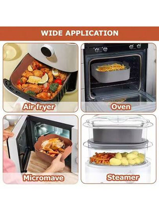 سلة سيليكون مربعة للقلاية الهوائية، صينية خبز لا تلتصق، قوالب للفرن، بطانات قابلة لإعادة الاستخدام، اكسسوارات مطبخ خالية من الزيت