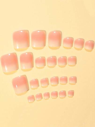 24 قطعة أظافر جلي كاذبة ذات تدرج لون مربع للأصابع الكبيرة ، مع 1 مبرد أظافر و 1 مجموعة ملصق صمغ الأظافر، أظافر هدية للفتيات والأمهات والنساء ولوازم الأظافر، لمناسبات وأعياد جميع القديسين والعيد الوطني وعيد الأم وعيد الحب