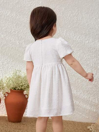 فساتين بيبي Blossori فستان أبيض بأكمام منتفخة للفتيات الصغار لرحلة ال-"باستورال"