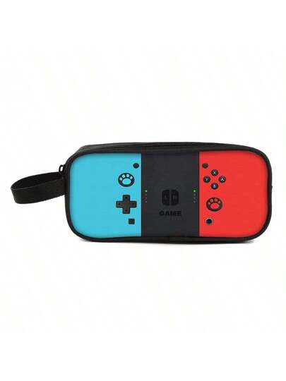 حقيبة قلم مزدوجة الطبقة بتصميم أنماط أجهزة الألعاب المحمولة باليد