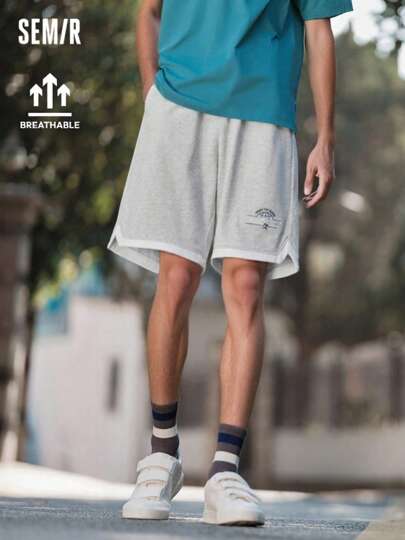 SEMIR شورتات رياضية رجالية ، بتصميم متطبق ، مطرز ، بنطال محبوك بخمسة نقاط للحرم الجامعي، ملهم لأزياء التدريب