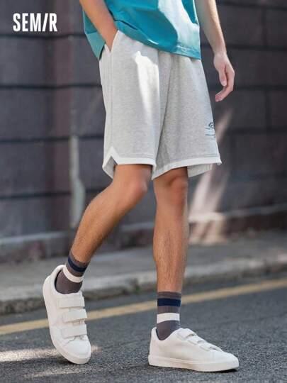 SEMIR شورتات رياضية رجالية ، بتصميم متطبق ، مطرز ، بنطال محبوك بخمسة نقاط للحرم الجامعي، ملهم لأزياء التدريب