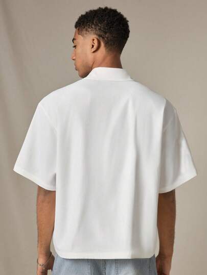 SWAVVY قميص أبيض كبير الحجم بأكمام قصيرة للرجال الحجم المعياري