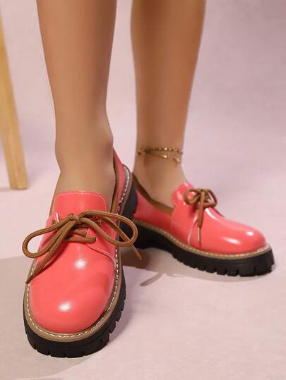 أحذية أوكسفورد حريمي أحذية كاجوال صبوع نسائية من النمط الريترو، بطراز أوكسفورد ذو رباطات، سهلة الارتداء، خفيفة الوزن، سميكة الأسفل، مريحة