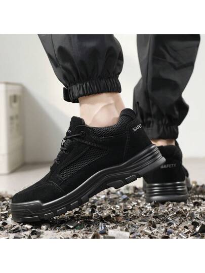 GUYISA أحذية سلامة مانعة للثقب، عازلة للكهرباء حتى 10 كيلو فولت، مصنوعة من بلاستيك، سوداء، مهوّاة، صلبة ومقاومة للتآكل، أحذية عمل