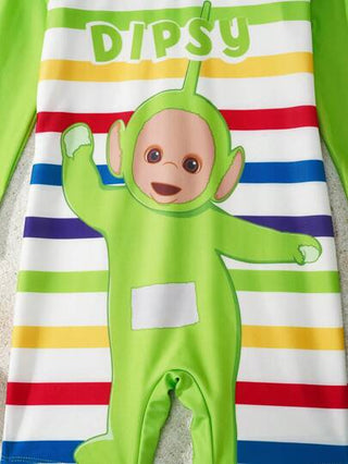 مايوه أولادي Teletubbies X بذلة سباحة طفل ولد بنمط مزين بالتصميم الكرتوني الطريف تصميم رغلان الأكمام بألوان متباينة للصيف