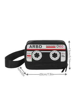 peach tree حقيبة كتف رجالية من جلد PU مقاوم للماء بشكل صندوق على شكل راديو كاسيت عتيق، رسول مناسبة للرحلات والعطلات، هدية أساسية لشباب الرجال، الهالوين،