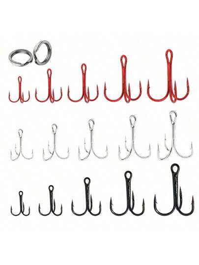 مجموعة صنارة صيد جريحة الشكل عالية الكربون مقاس 2، 4، 6، 8، 10 ، 20-200 قطعة ذات حجم كبير وماسورة حادة