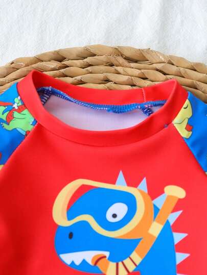 مايوه أولادي طقم ملابس سباحة للأطفال الصبية قطعتين، طبعات شمس بسيطة على الجزء العلوي وسروال سباحة، ملابس شاطئية