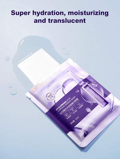 10/20 قناع وجه بقناع حمض الهيالورونيك ومشرق، يحتوي على حمض الهيالورونيك والنياسينامايد، يقلل من التجاعيد، يشد المسام، يضيء ويرطب البشرة، مناسب لجميع أنواع البشرة، 25 مل / قطعة