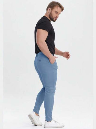 ALLELMS سراويل تشينو للرجال ذات قصة نحيفة مطاطية سراويل رسمية مضادة للتجعيد بكسرات