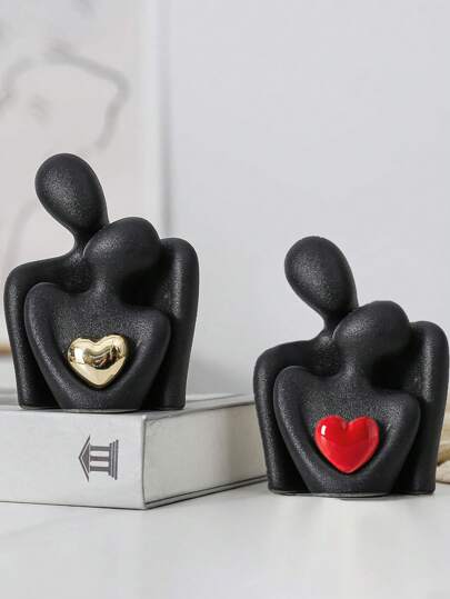 قطعة تمثال فني مجسم على شكل قلب مذهب، تماثيل أحضان الأزواج، مناسب لديكور المنزل، غرفة النوم، المكتب، للطلاب، هدية مميزة، ديكور الربيع، عيد الميلاد، التخزين، ديكور الزفاف، ديكور المنزل، تخزين المجوهرات، ديكور الحفلات