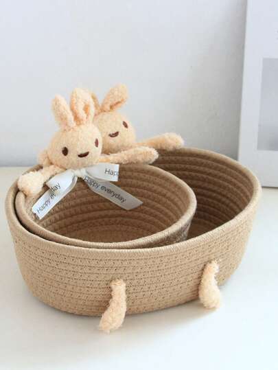 سلة تخزين مغزولة قطعة واحدة/2 قطع، سلة تخزين زخرفية لطيفة للمكتب، مناسبة للعاب وادوات التجميل وغرفة النوم والحمام، سلال خشبية مغزولة بتصميم هندسي، إطار معدني طبيعي مختلط للزخرفة في الحديقة الساحلية، عودة إلى المدرسة