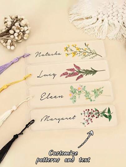 1/5 قطعة إشارة كتاب مخصصة مصنوعة من أكريليك 2 بعد، علامات كتب مخصصة بنقوش وخطوط زهور عيد الميلاد، إشارات كتب زهور مخصصة للنساء، هدايا إشارات كتب أكريليك