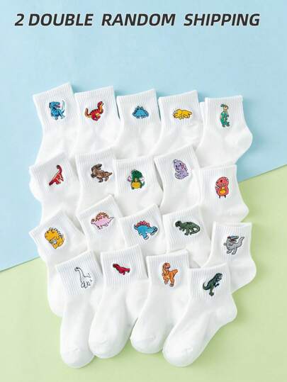 1/2/3/5 أزواج جوارب طاقم عادية مطرزة ديناصور كرتوني للأطفال، بألوان متنوعة، لكل الفصول، مقاسات أوروبية، مصنوعة من مواد عالية الجودة مريحة وقوية