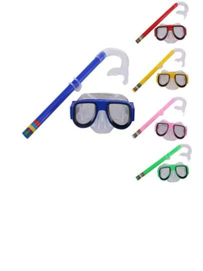 مجموعة قناع السباحة تحت الماء وأنبوب تنفس عشوائي اللون، قناع غوص مقاوم للصدمات ومضاد للضباب مع أنبوب تنفس قوي