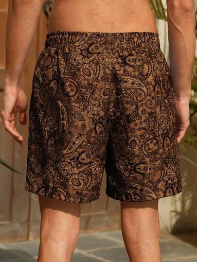 Manfinity VDAYZ شورتات شاطئ رجالية مع خيط للشد، موضة صيفية مناسبة، هاواي