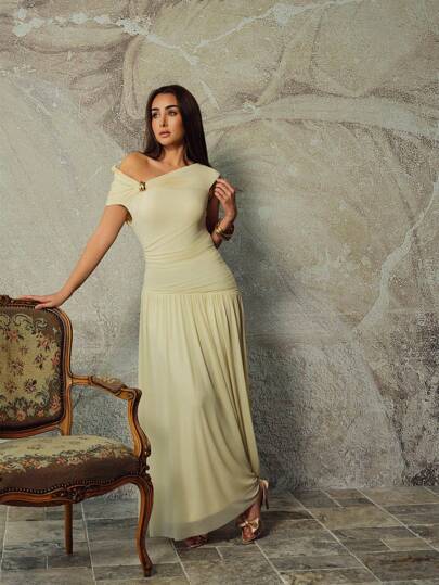 Modelyn العيد فستان طويل سادة للنساء، موضة مبسطة مناسبة للصيف