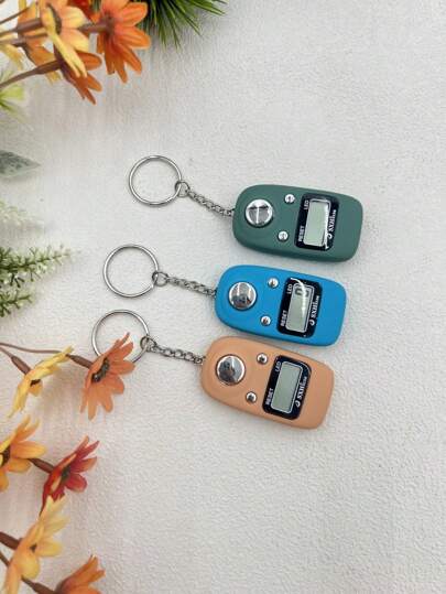 سلسلة مفاتيح بشاشة LCD، عداد إلكتروني يصل إلى 99,999، بنقوش طلاء رذاذ